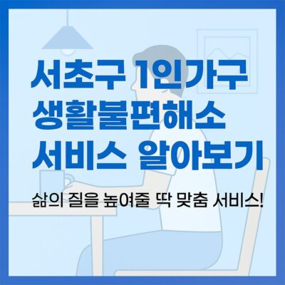 서초구 1인가구 생활불편해소 서비스 알아보기