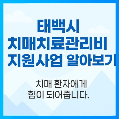 태백시 치매치료관리비 지원사업 알아보기