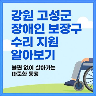 강원 고성군 장애인 보장구 수리 지원 알아보기