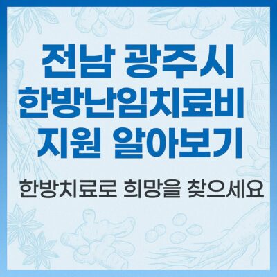 전남 광주시 한방난임치료비 지원 알아보기