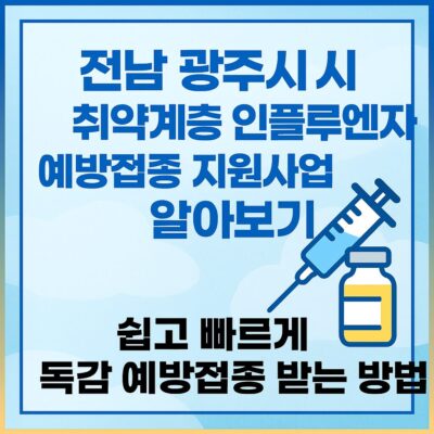 전남 광주시 취약계층 인플루엔자 예방접종 지원사업 알아보기