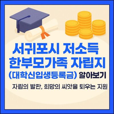 서귀포시 저소득 한부모가족 자립지원(대학신입생등록금) 알아보기