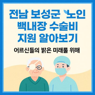 전남 보성군 노인 백내장 수술비 지원 알아보기