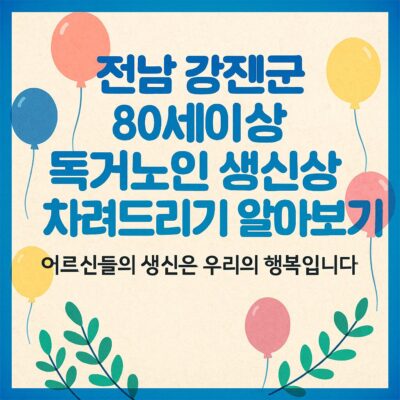 전남 강진군 80세이상 독거노인 생신상 차려드리기 알아보기