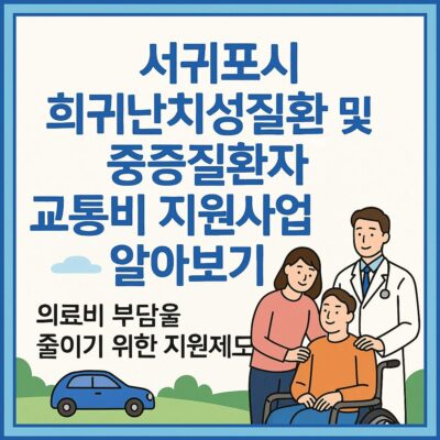 서귀포시 희귀난치성질환 및 중증질환자 교통비 지원사업 알아보기